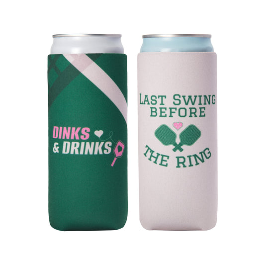 Pickleball Bachelorette Party Favors I Pickleball Themed Skinny Can Coolers Set I Last Swing Before The Ring and Dinks & Drinks Can Coolers I Bachelorette Party Gifts