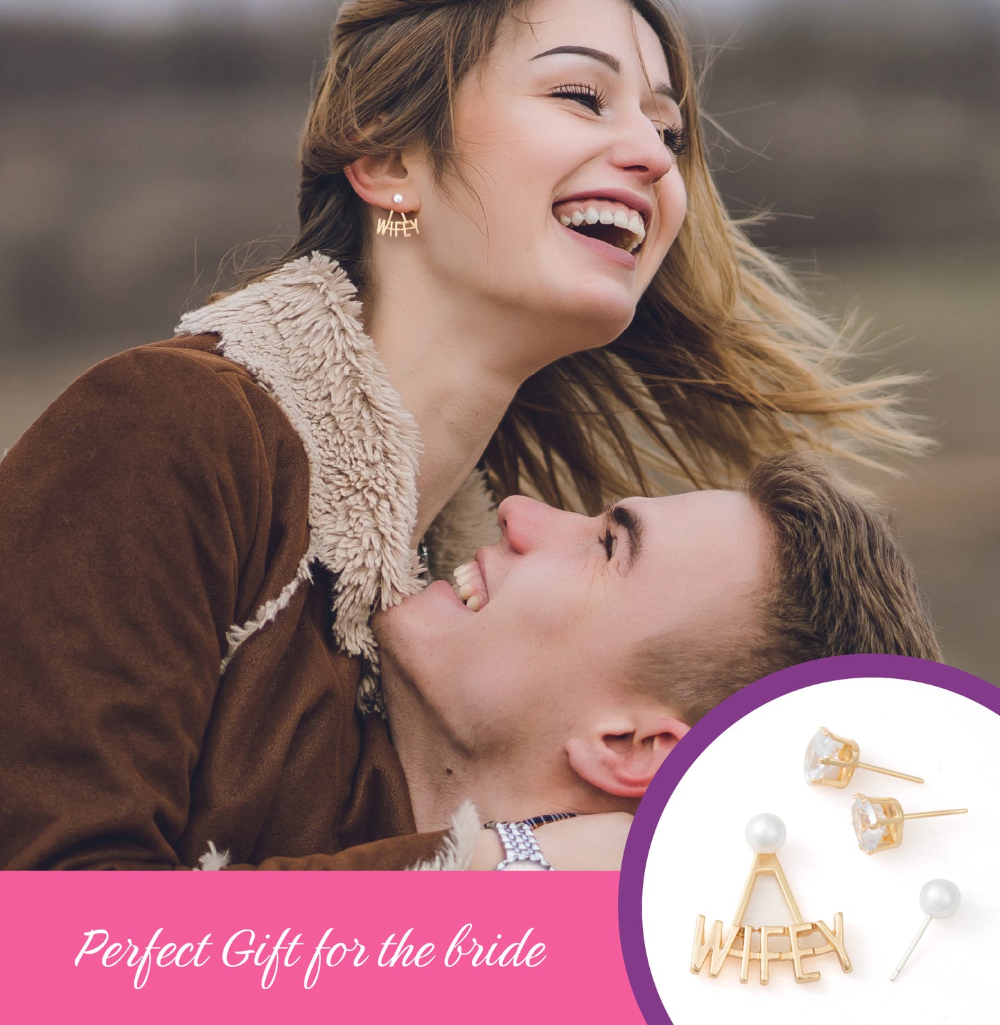 Bride and Wifey Earrings Set – Bachelorette Party Accessories