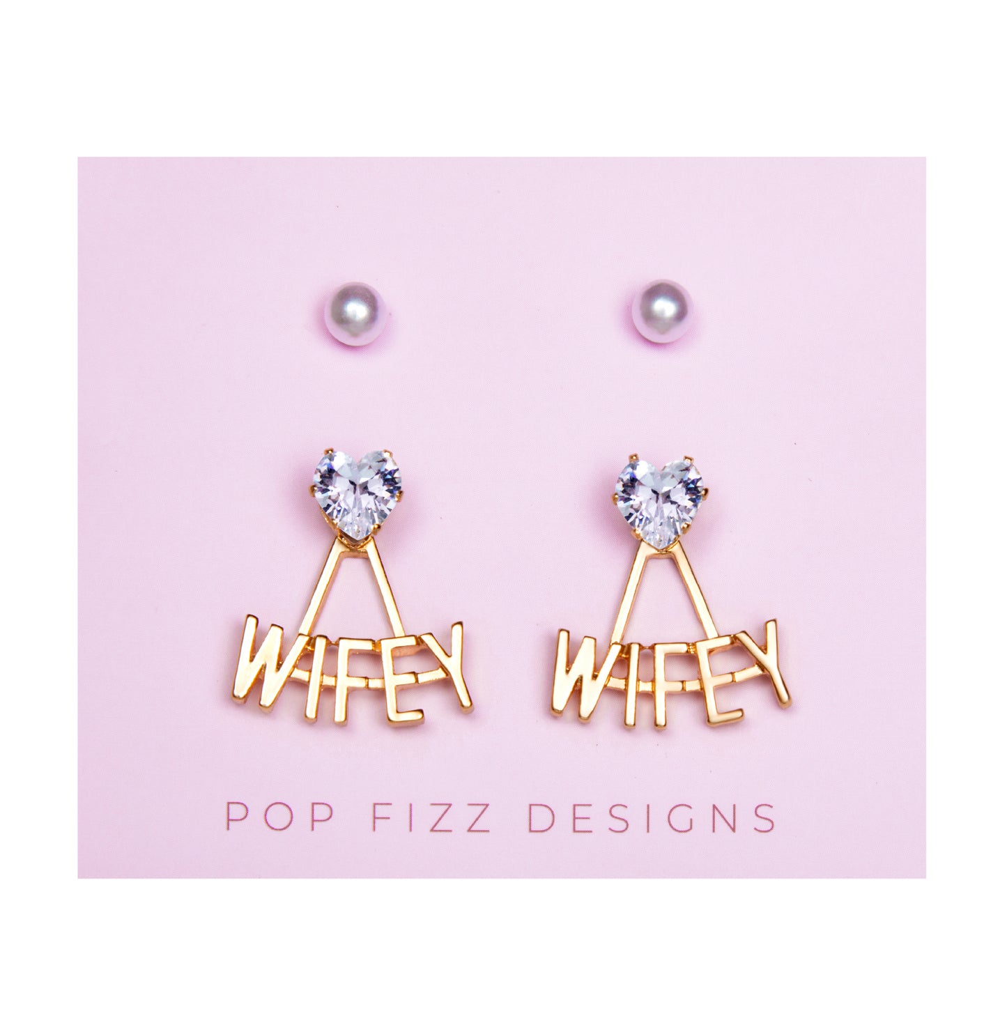 Bride and Wifey Earrings Set – Bachelorette Party Accessories