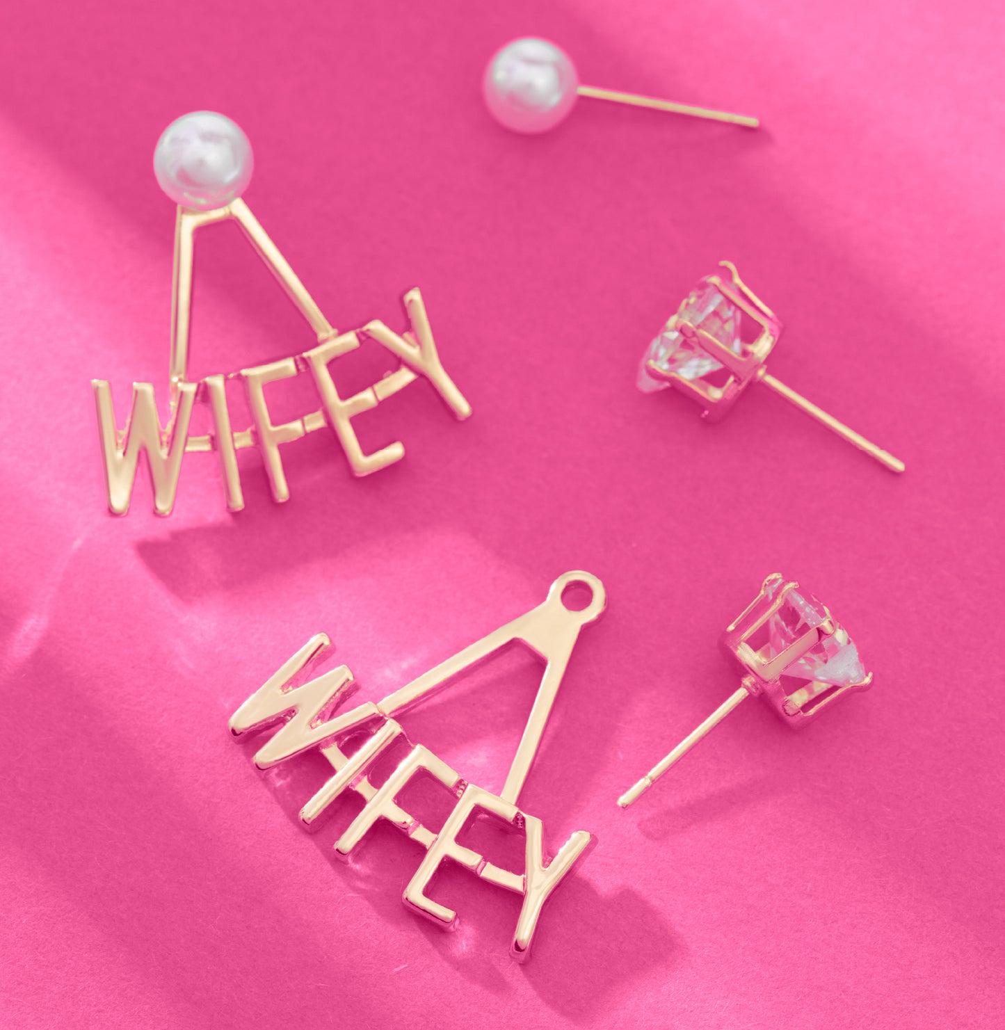Bride and Wifey Earrings Set – Bachelorette Party Accessories