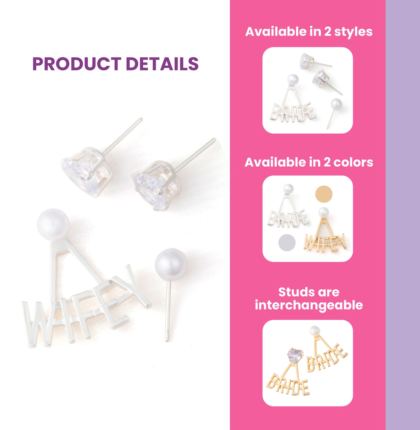 Bride and Wifey Earrings Set – Bachelorette Party Accessories