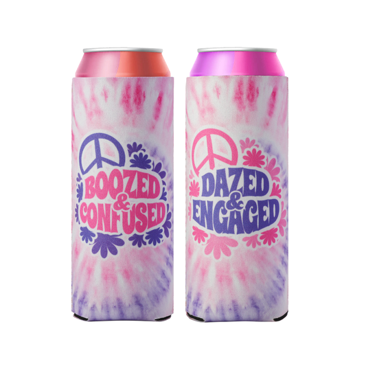 Dazed & Engaged Bachelorette Party Coozies Skinny Can