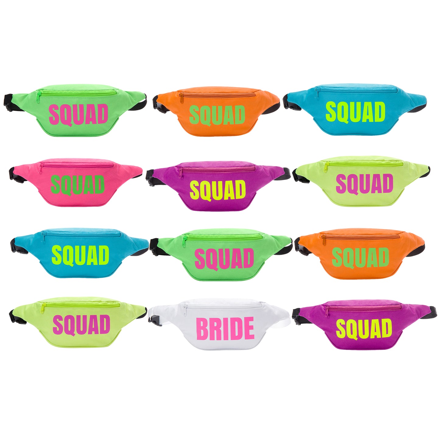 Bachelorette Neon Fanny Pack Set - Squad