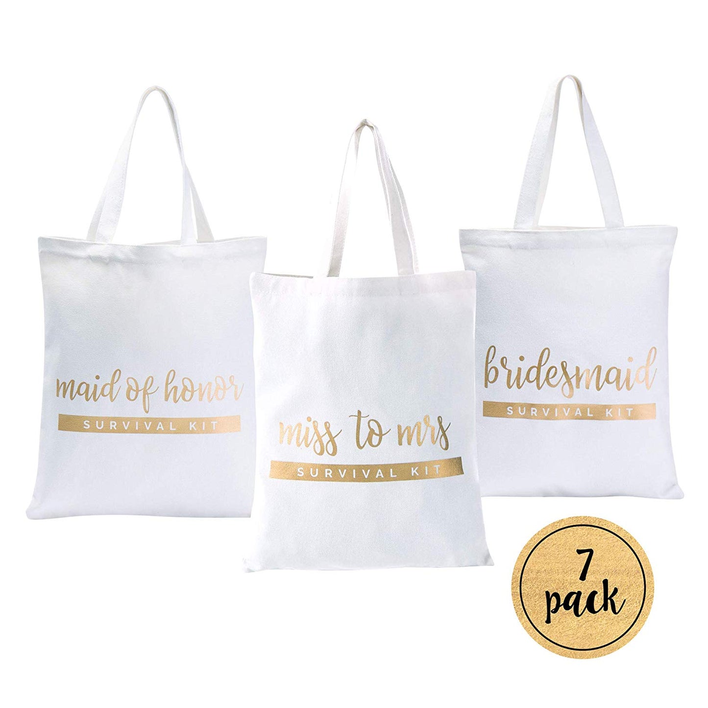 Bridesmaid Tote Bags - White and Gold