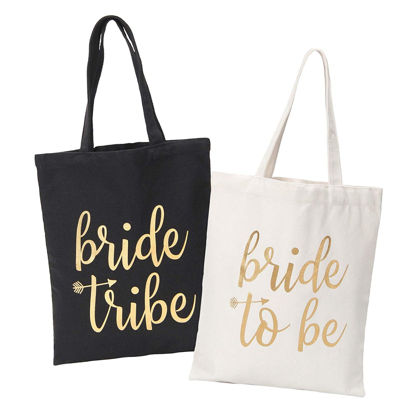 Bride Tribe Bags- Black Bridesmaid Canvas Totes and White Bride Bag