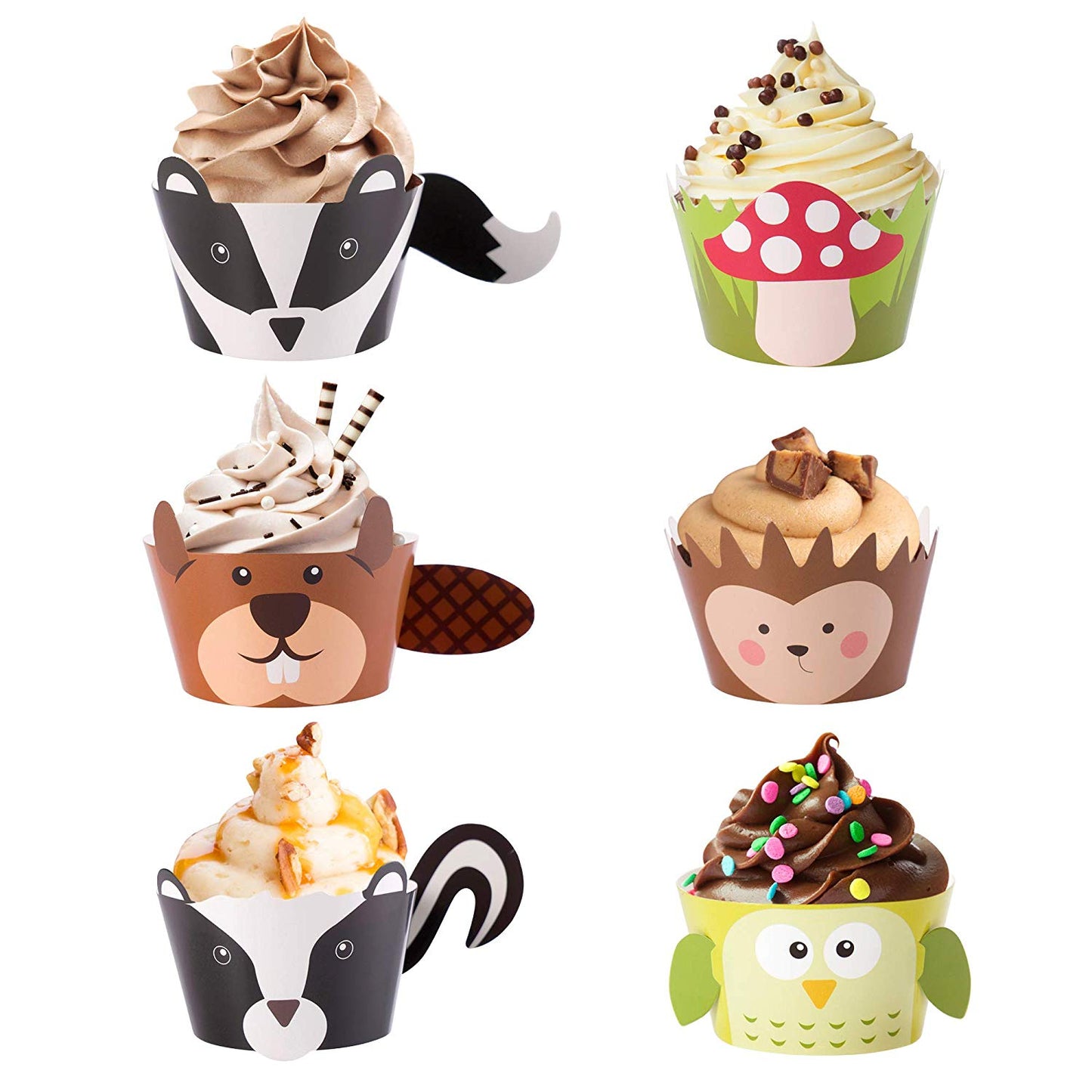 Woodland Baby Shower Cupcake Wrappers- Set of 24 Woodland Creatures