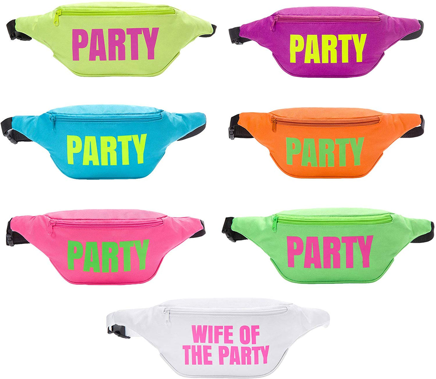 Bachelorette Neon Fanny Pack Set - Wife of the Party Pack | Bach to the 90s