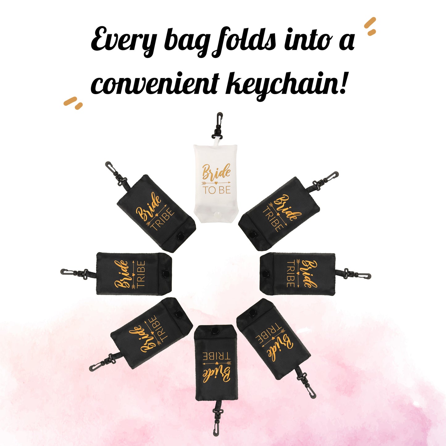 Bachelorette Favor Bags- Foldable Bride Tribe Bags and Matching Keychains