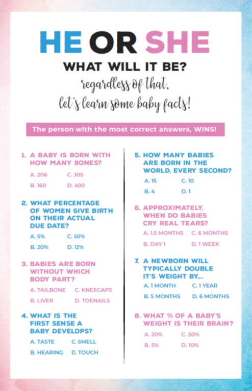 Gender Reveal Game Free Printable