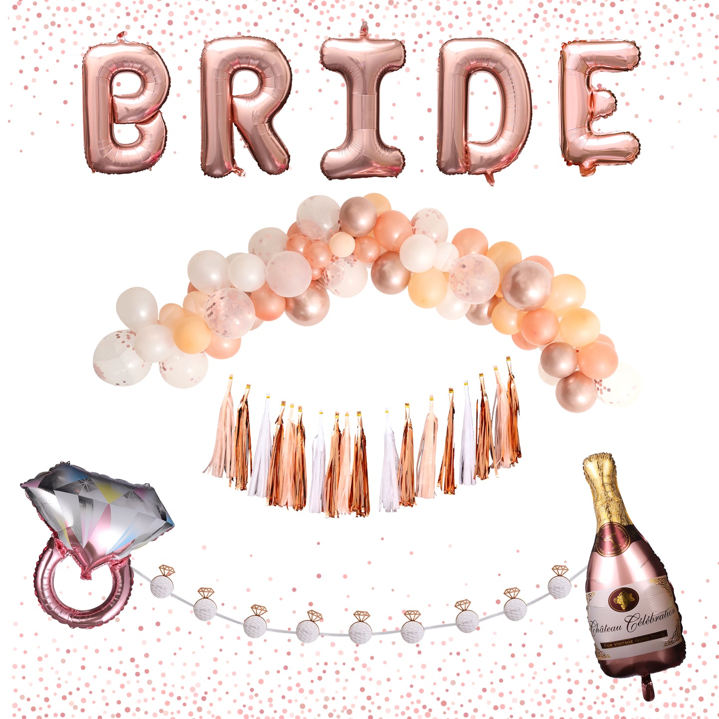 Rose Gold Bachelorette Decorations Set