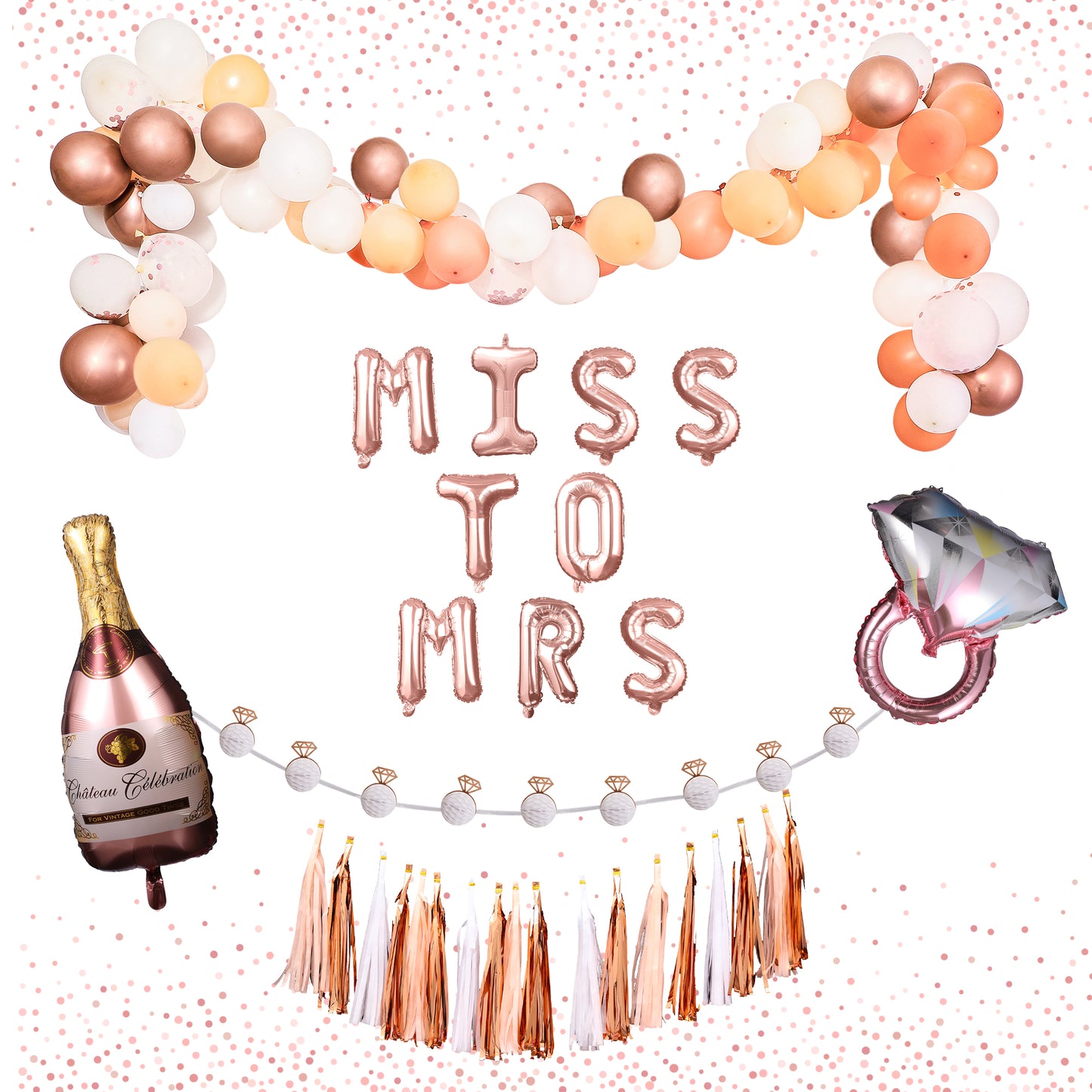 Rose Gold Bachelorette Decorations Set