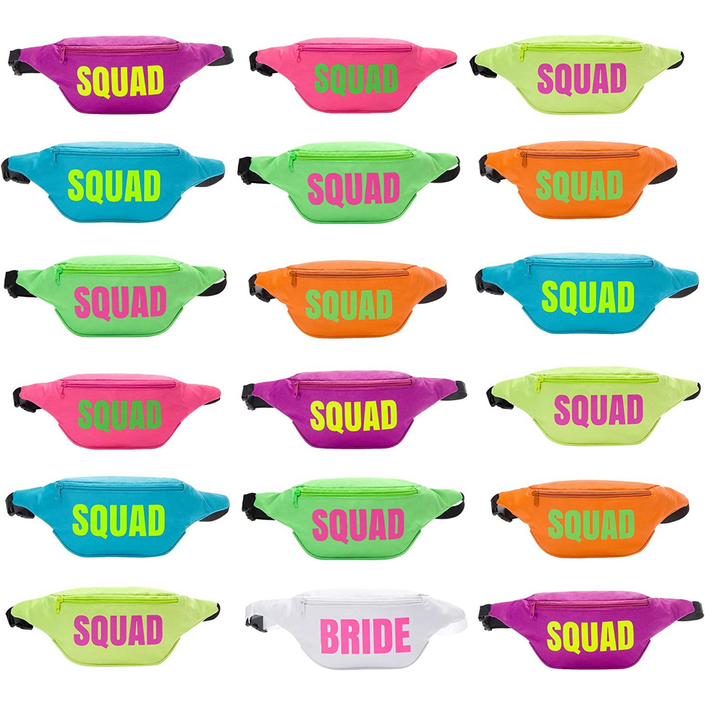 Bachelorette Neon Fanny Pack Set - Squad
