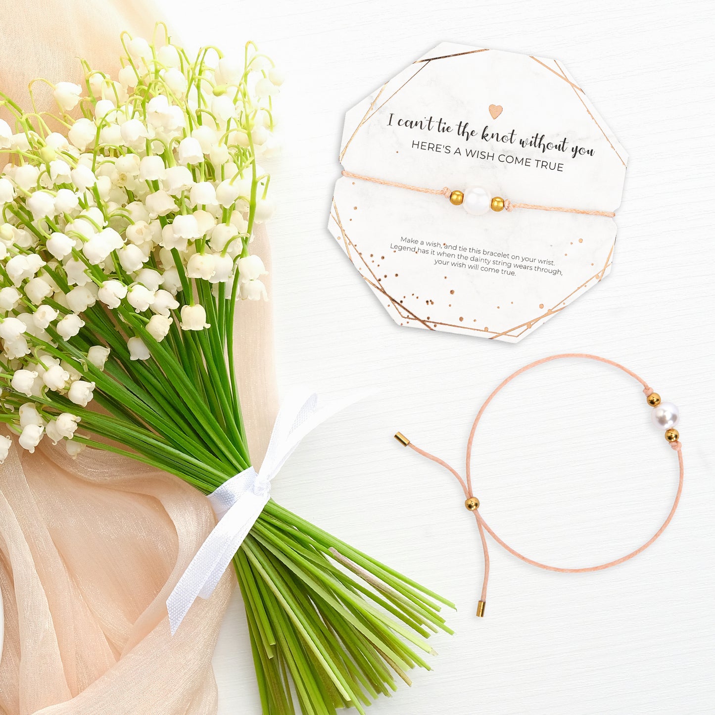 “I Can’t Tie The Knot Without You” Rose Gold Plated Bridesmaid Bracelets