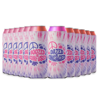 Dazed & Engaged Bachelorette Party Coozies Skinny Can