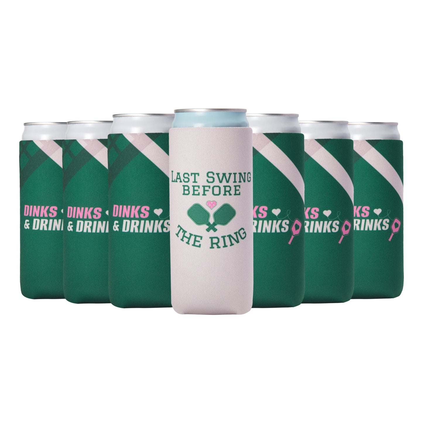 Pickleball Bachelorette Party Favors I Pickleball Themed Skinny Can Coolers Set I Last Swing Before The Ring and Dinks & Drinks Can Coolers I Bachelorette Party Gifts