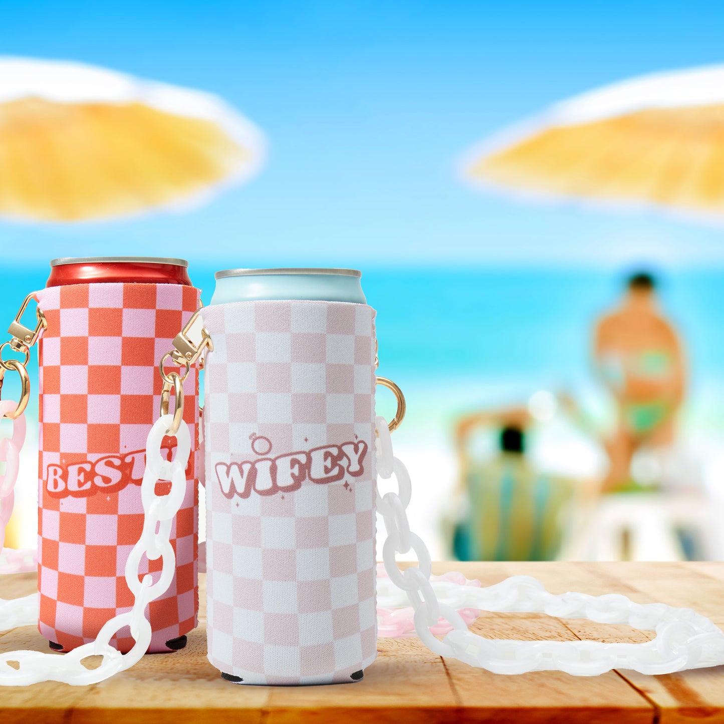 Checkered Slim Can Coolers Bachelorette Party Favors I Bachelorette Party Slim Can Cooler Holders Bridesmaid Slim Can Compatible