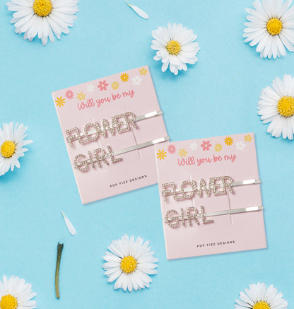 Flower Girl Bejeweled Hair Clips