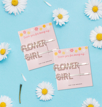 Flower Girl Bejeweled Hair Clips