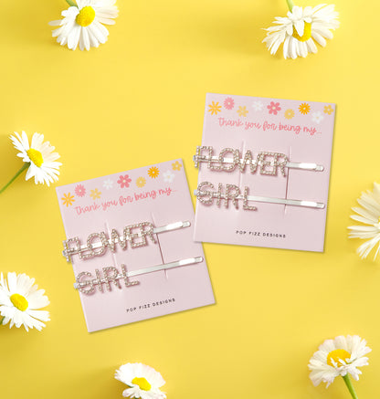 Flower Girl Bejeweled Hair Clips