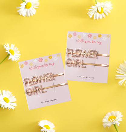 Flower Girl Bejeweled Hair Clips