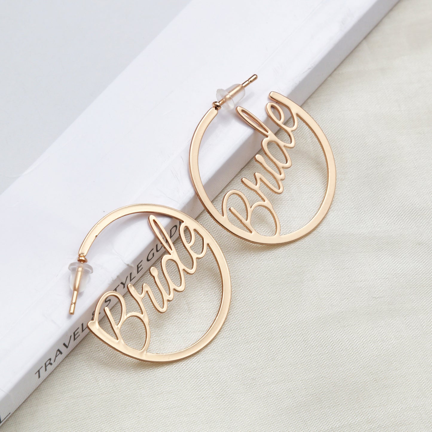 Bride Earrings Gold Hoops | Bachelorette Party Accessories | Fun Bride Hoop Earrings I Bride Bachelorette Accessories