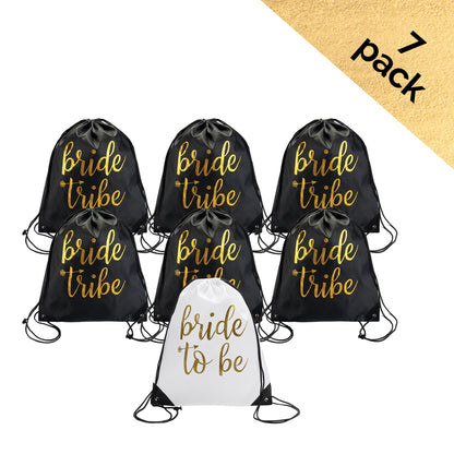 Bachelorette Bag Set- Bride and Bride Tribe Drawstring bags