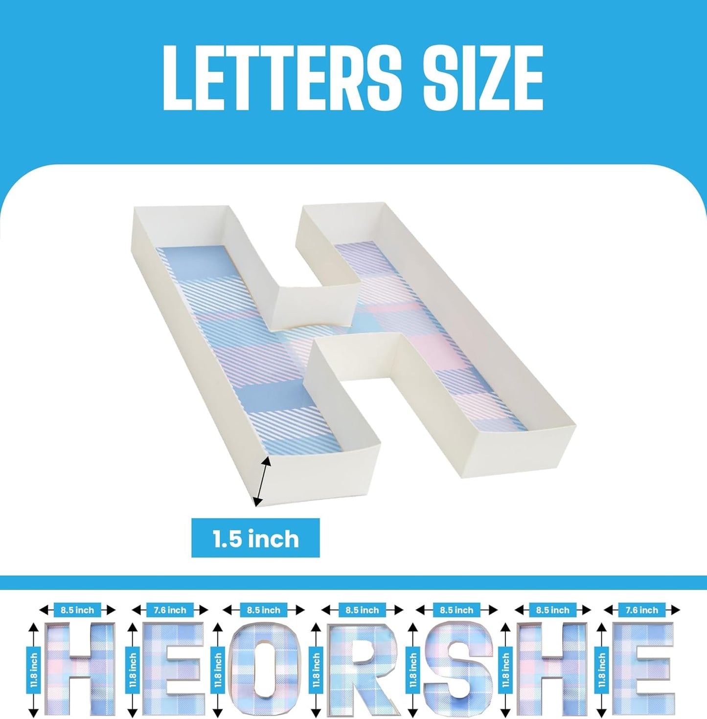 Pop Fizz Designs | Gender Reveal Charcuterie Fillable Letters | He or She