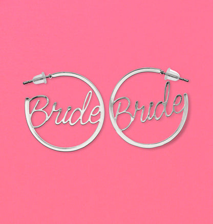 Bride Earrings Gold Hoops | Bachelorette Party Accessories | Fun Bride Hoop Earrings I Bride Bachelorette Accessories