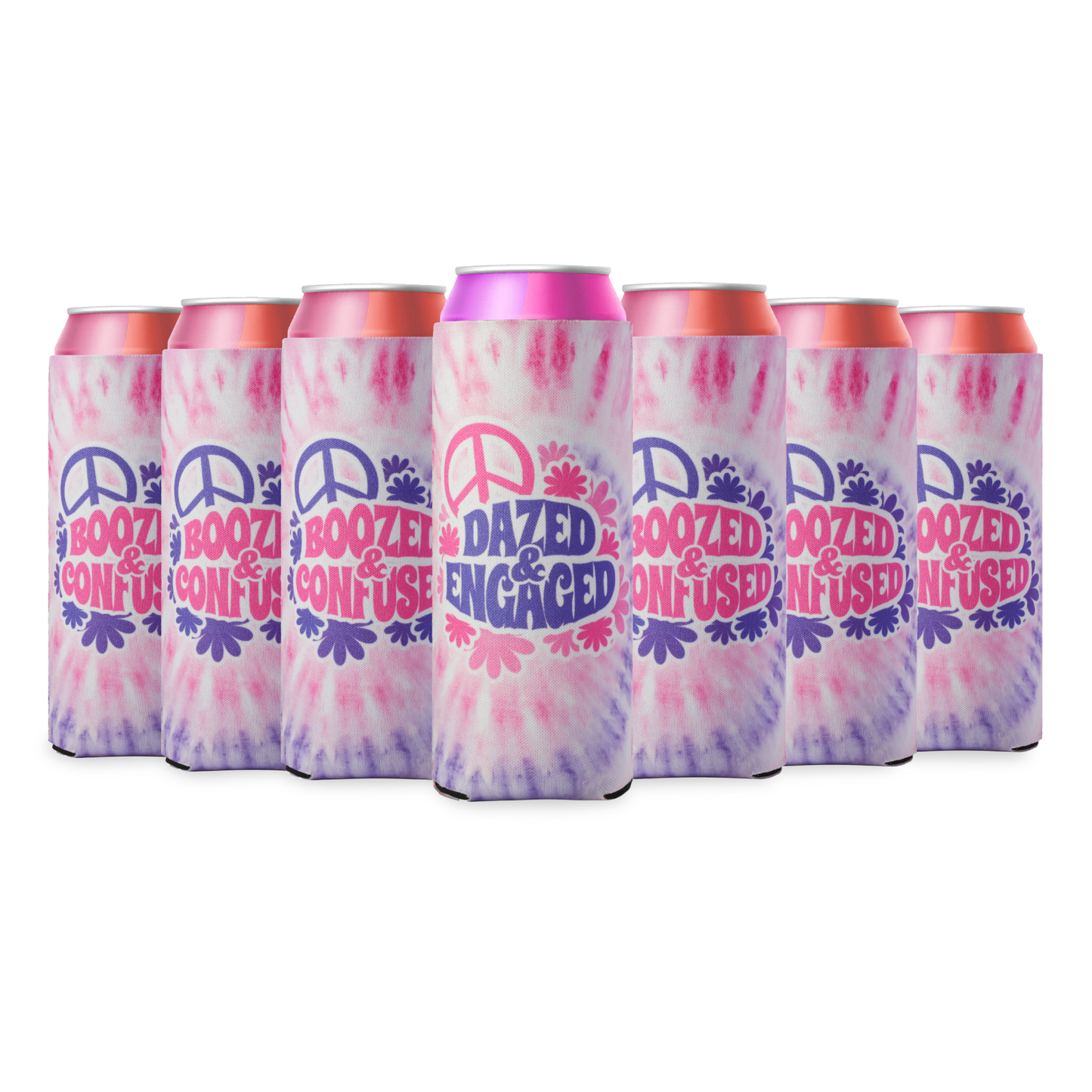 Dazed & Engaged Bachelorette Party Coozies Skinny Can