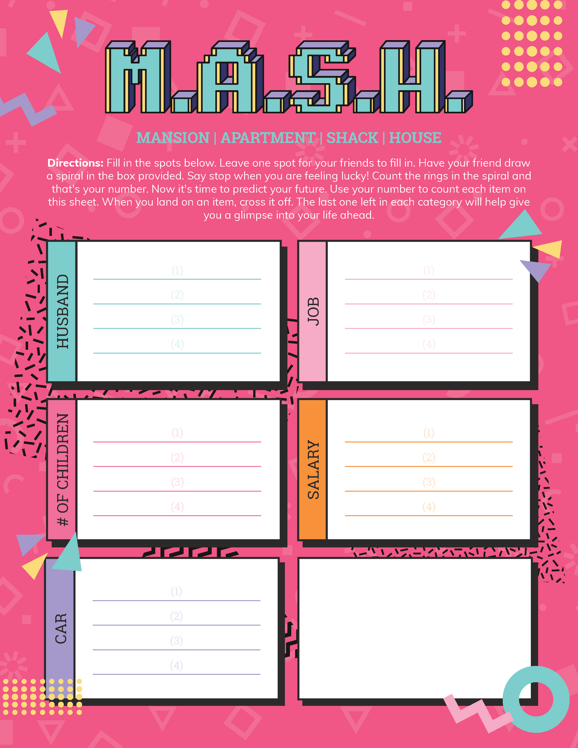 MASH Game Free Printable Pop Fizz Designs MASH Game Free Printable Pop Fizz Designs