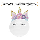 Unicorn Party Decorations- Set of 5 Hanging Lanterns