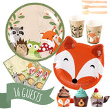 Woodland Creatures Party Pack | Plates, Napkins, Cups, Silverware, and Cupcake Wrappers