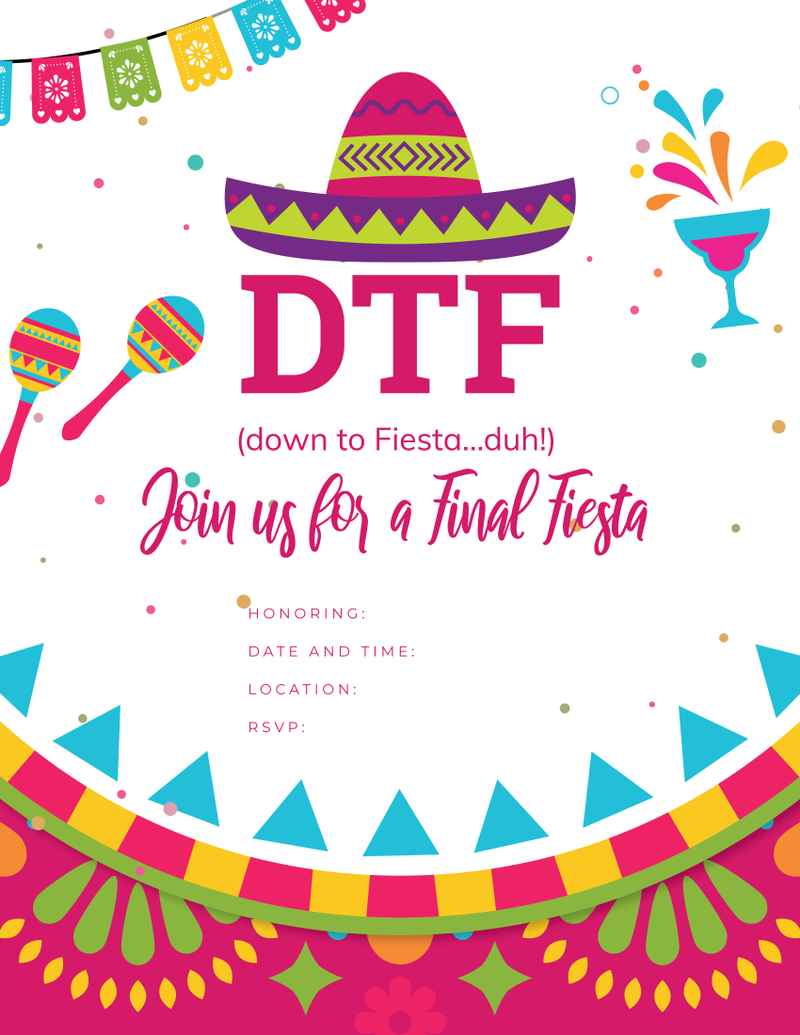 Down to Fiesta Free Printable Invite