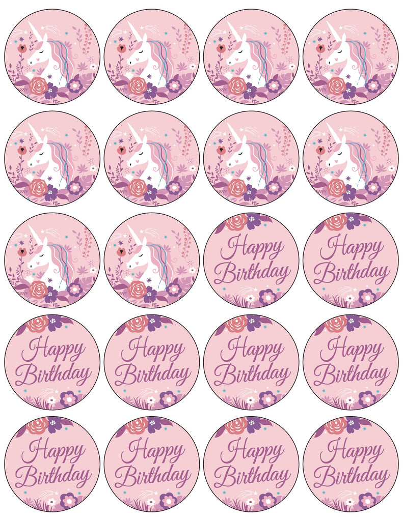 Pink Unicorn Cupcake Toppers Free Printable