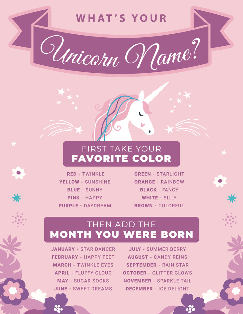 Pink "What's Your Unicorn Name" Free Printable